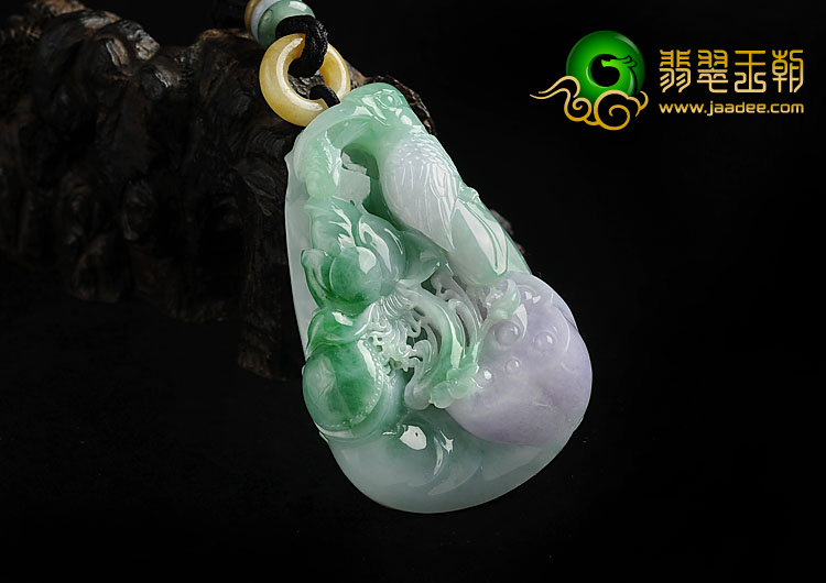 糯冰种春带彩缅甸翡翠A货一路连科挂件