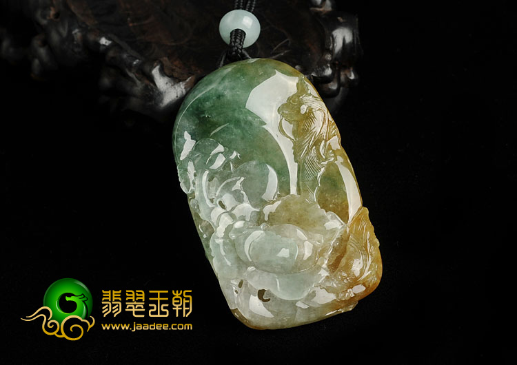 冰种三彩缅甸翡翠A货鸟语花香挂件