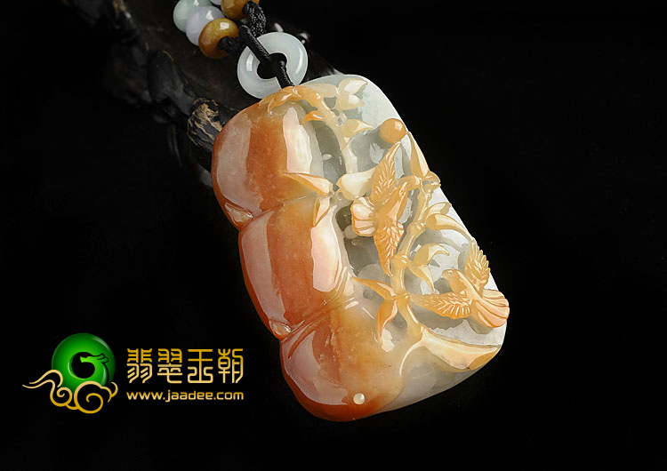 糯冰种红黄翡缅甸翡翠A货节节高挂件