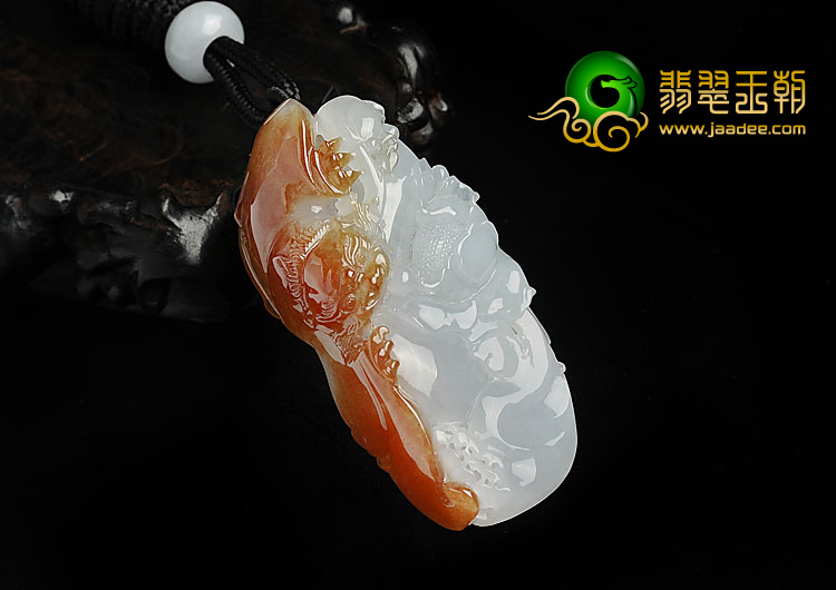 糯冰种红黄翡缅甸翡翠A货富贵花开挂件