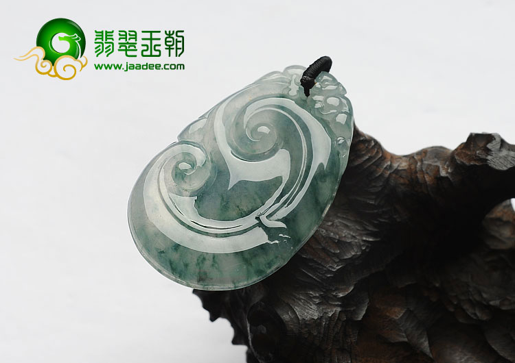 冰种飘花缅甸翡翠A货如意寿挂件