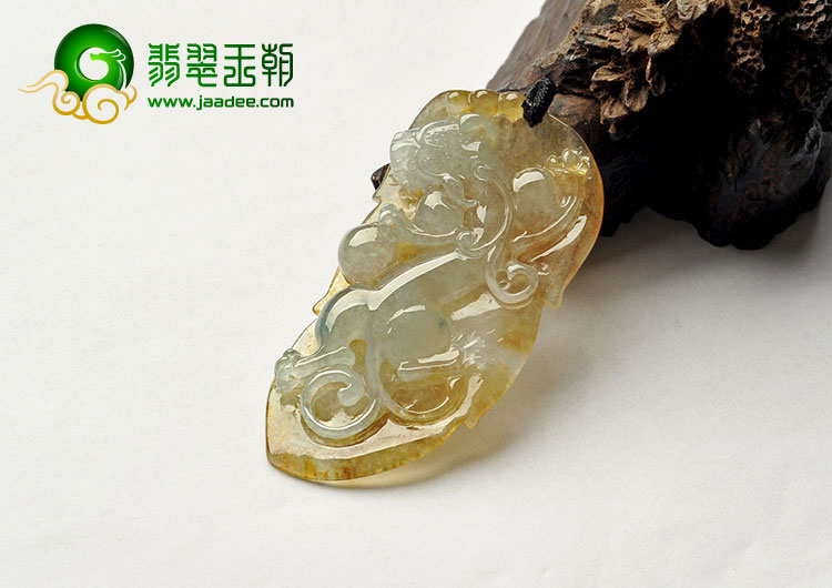 冰种褐黄翡缅甸翡翠A货事业有成挂件