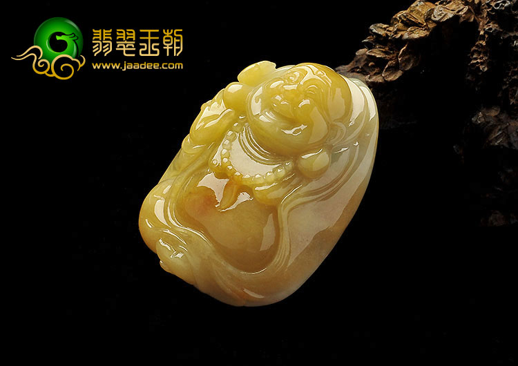 糯冰种黄翡缅甸翡翠A货玉佛挂件