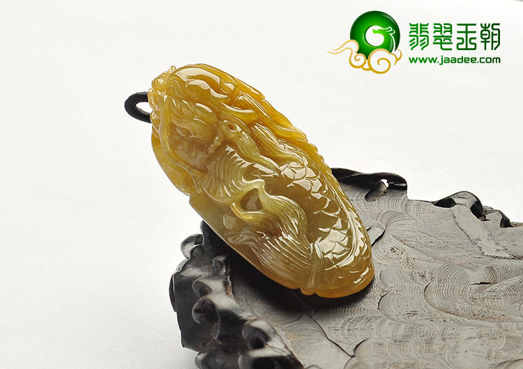 糯冰种黄翡缅甸翡翠A货独占鳌头挂件
