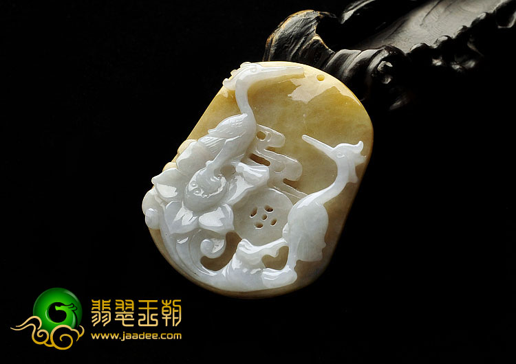 糯冰种黄翡缅甸翡翠A货一路连科挂件