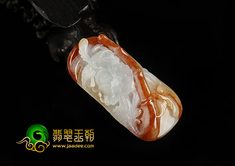 冰种红黄翡缅甸翡翠A货双喜临门挂件