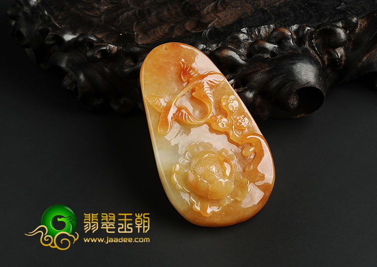 冰种红黄翡缅甸翡翠A货比翼双飞挂件