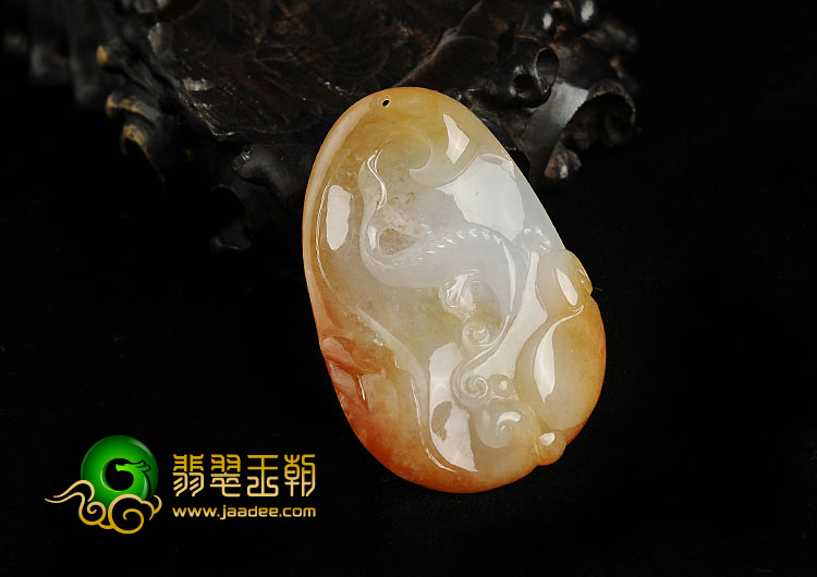 冰种红黄翡缅甸翡翠A货如鱼得水挂件