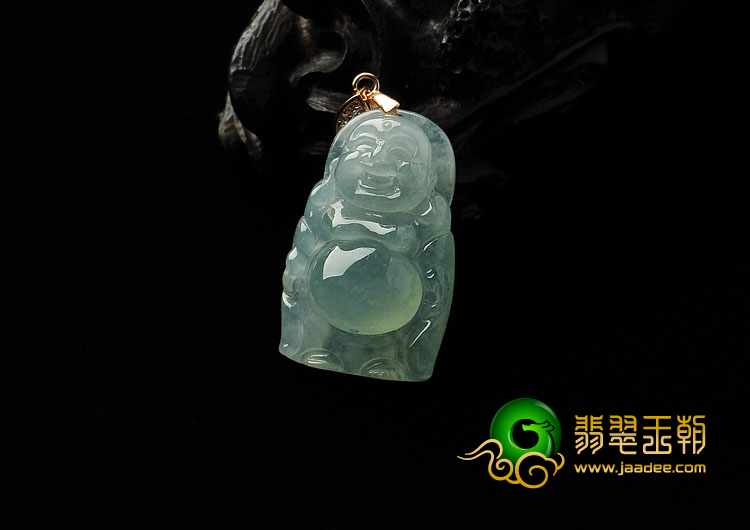 冰种晴水缅甸翡翠A货站佛挂件