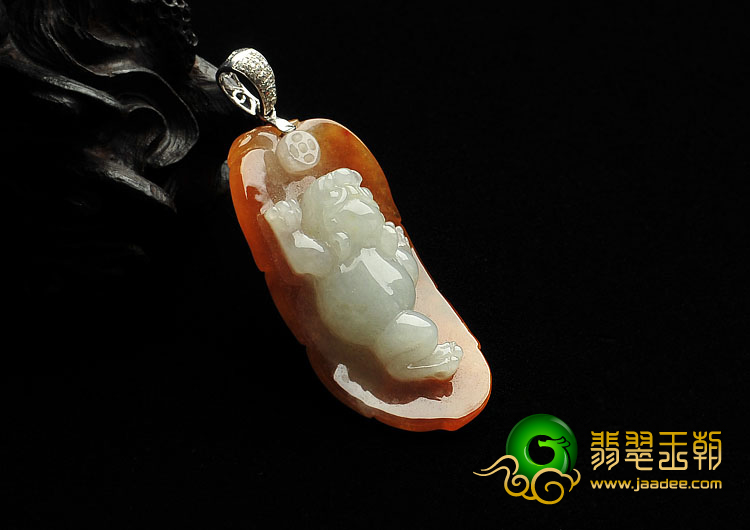 糯冰种红黄翡缅甸翡翠A货招财进宝挂件