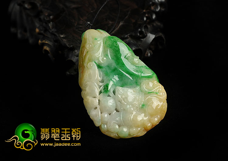 糯冰种黄加绿缅甸翡翠A货事事如意挂件