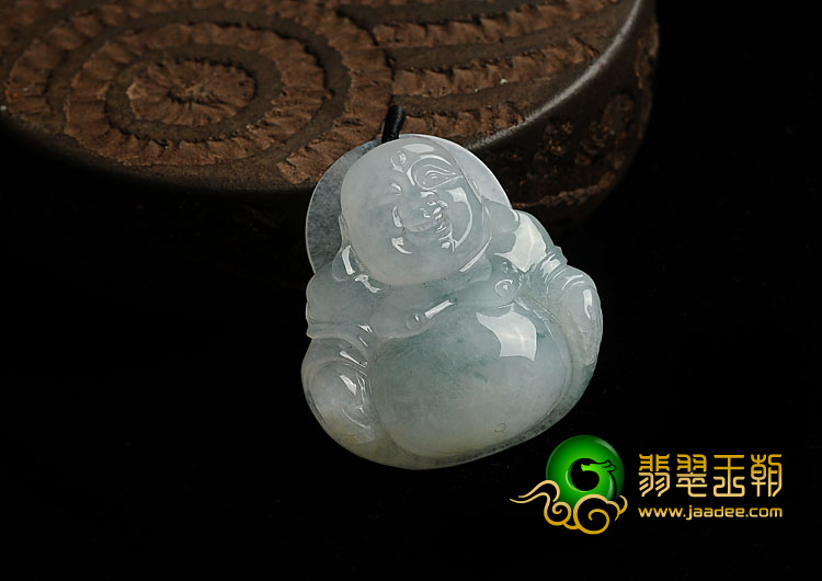 冰种飘花缅甸翡翠A货玉佛挂件
