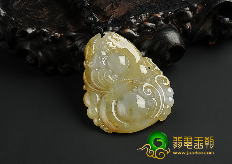 冰种褐黄翡缅甸翡翠A货龙行如意挂件