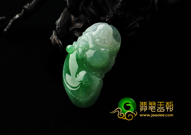 糯冰种飘翠缅甸翡翠A货布袋佛挂件