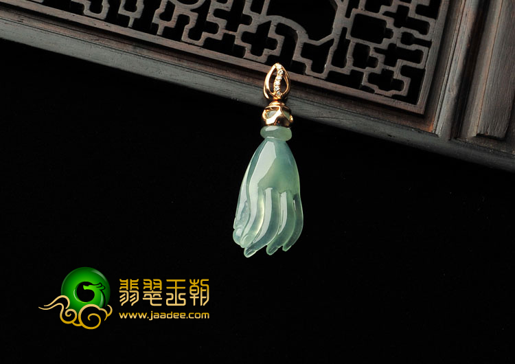 冰种晴水缅甸翡翠A货佛手挂件