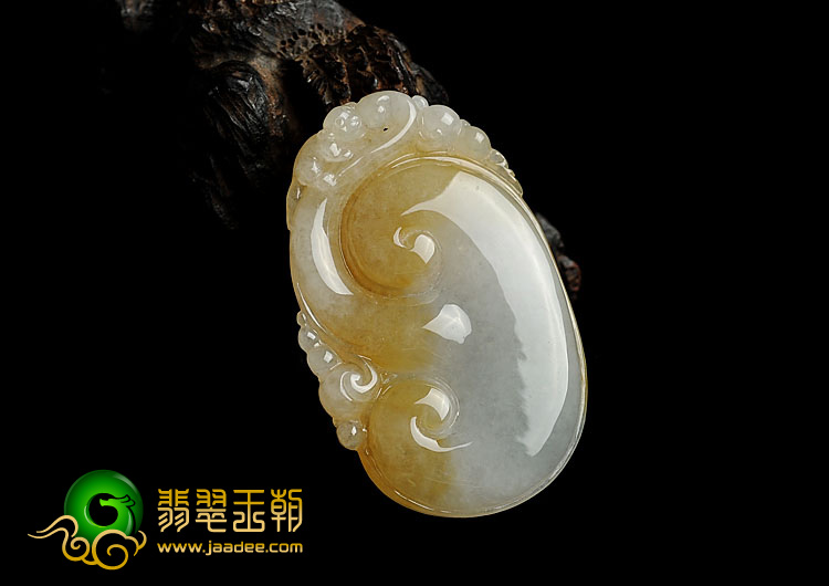 糯冰种黄翡缅甸翡翠A货如意挂件