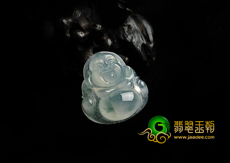 冰种飘花缅甸翡翠A货玉佛挂件