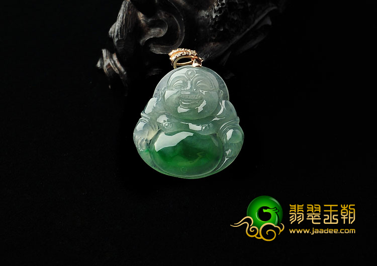 冰种飘翠缅甸翡翠A货玉佛挂件