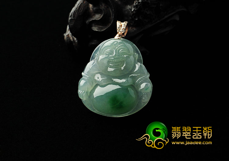 冰种飘翠缅甸翡翠A货玉佛挂件