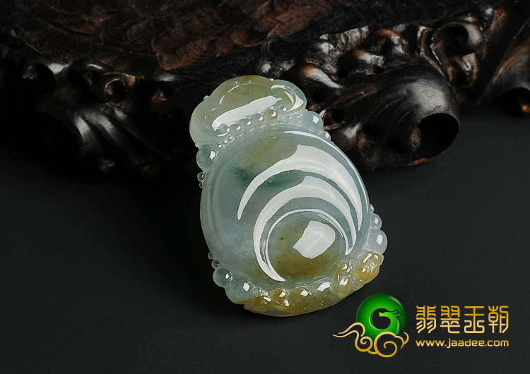 (超值推荐)冰种黄翡飘花缅甸翡翠A货如意寿挂件
