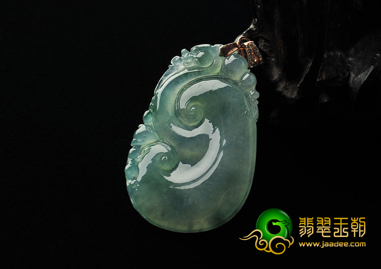 冰种飘花缅甸翡翠A货如意挂件