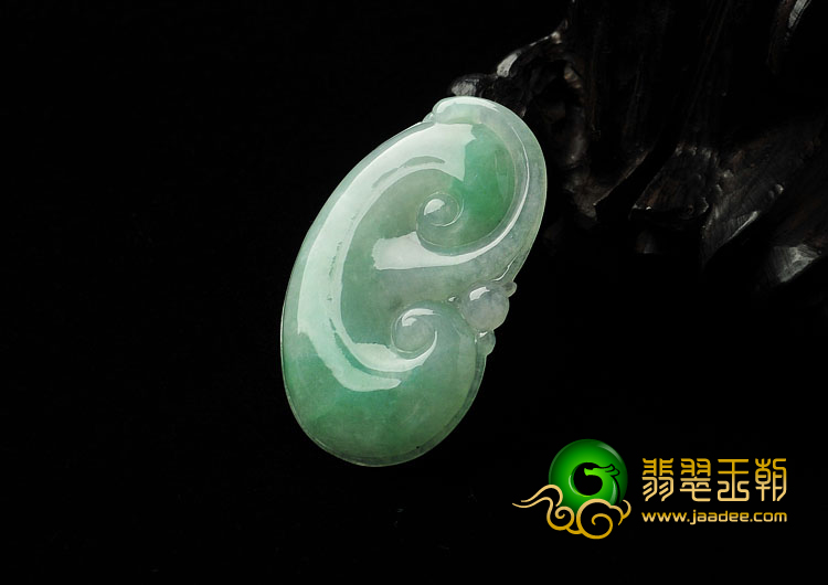 糯冰种飘翠缅甸翡翠A货如意挂件