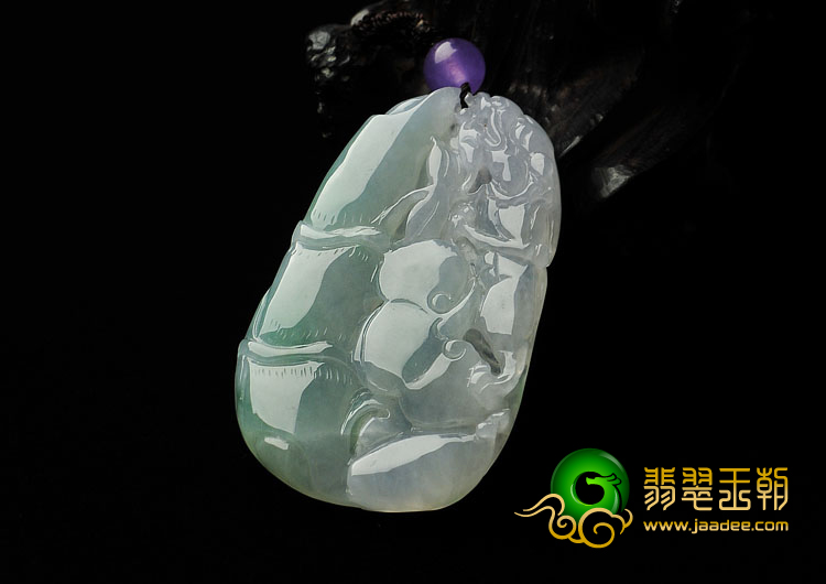 糯冰种飘翠缅甸翡翠A货节节高升挂件