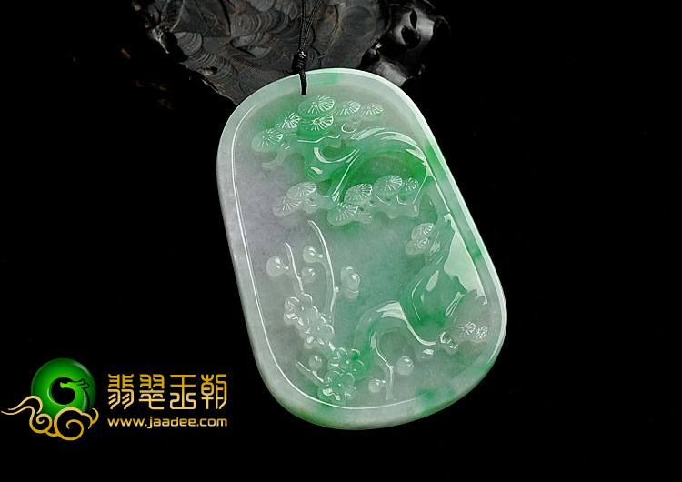 冰种春带彩缅甸翡翠A货岁寒三友挂件