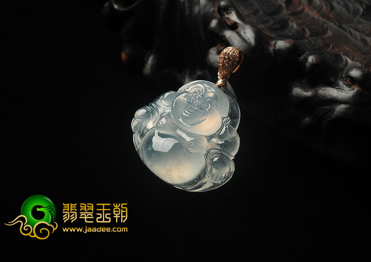 冰种淡晴水缅甸翡翠A货玉佛挂件