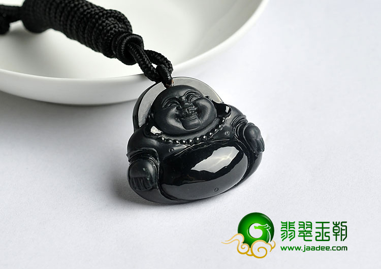 冰玻种墨翠缅甸翡翠A货玉佛挂件