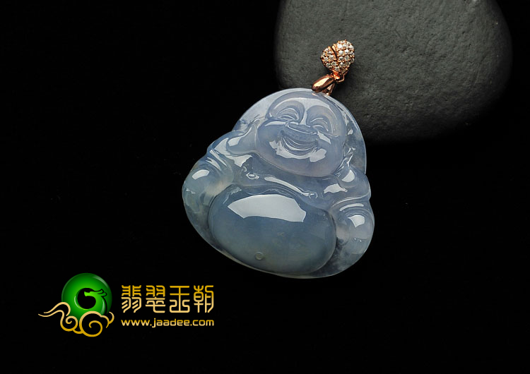 冰种淡紫罗兰缅甸翡翠A货玉佛挂件