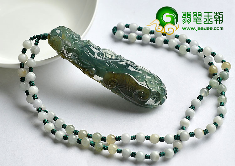 糯冰种晴水褐黄翡缅甸翡翠A货螭龙如意挂件