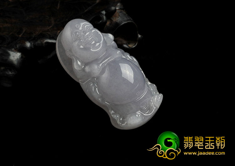 冰种紫罗兰缅甸翡翠A货站佛挂件