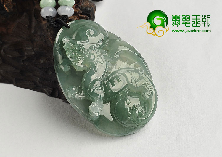 冰种晴水飘花缅甸翡翠A货龙行如意挂件