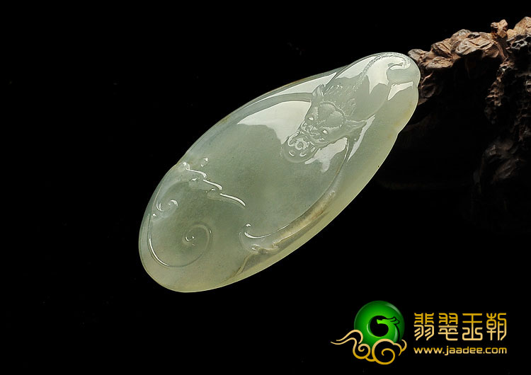 冰种晴水略带黄翡缅甸翡翠A货福在眼前挂件