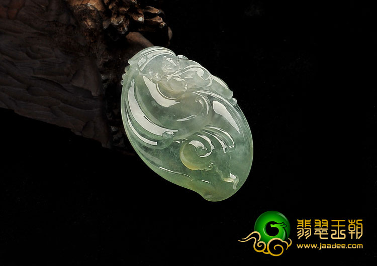 冰种淡黄翡缅甸翡翠A货欢喜如意挂件