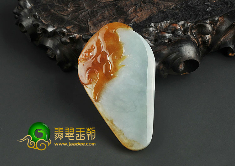 糯冰种褐黄翡晴水缅甸翡翠A货凤来仪挂件