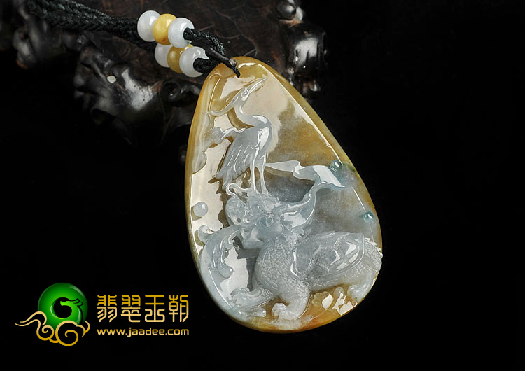 冰种褐黄翡缅甸翡翠A货独占鳌头挂件