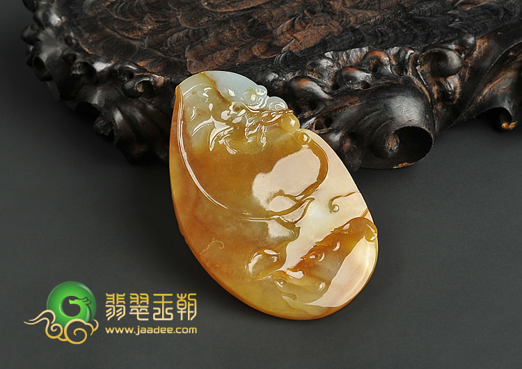 冰种红黄翡缅甸翡翠A货龙牌挂件