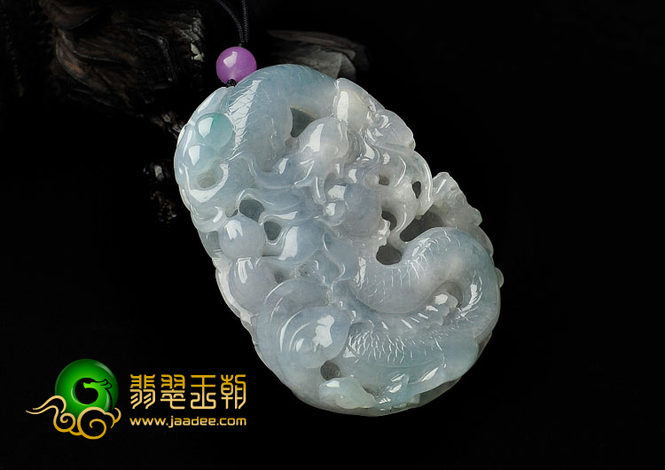 (超值推荐)糯冰种晴水缅甸翡翠A货龙牌挂件