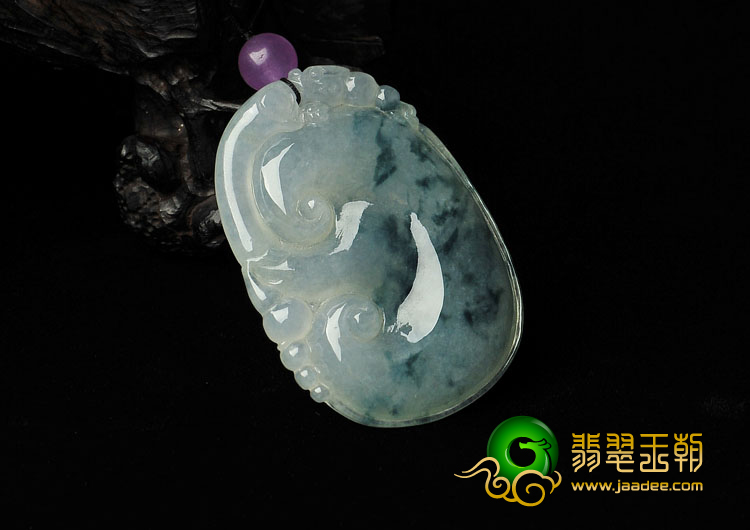 冰种飘花缅甸翡翠A货如意挂件