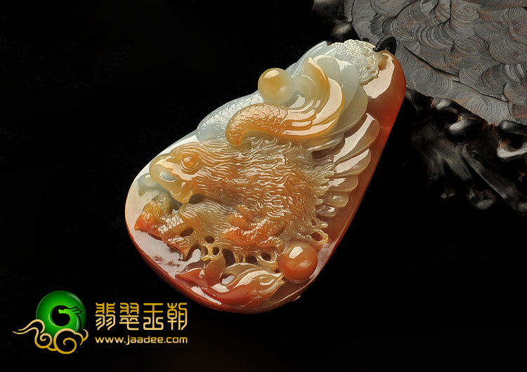 （超值推荐）糯冰种褐红翡缅甸翡翠A货大展宏图挂件