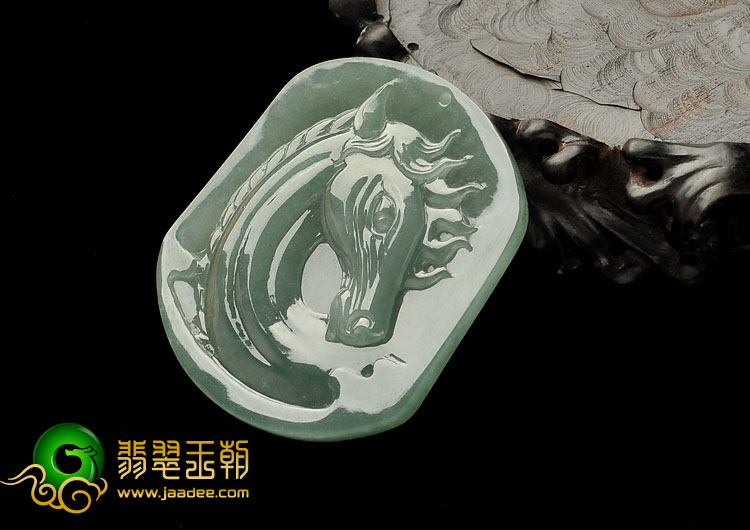 冰种晴水缅甸翡翠A货马到成功挂件