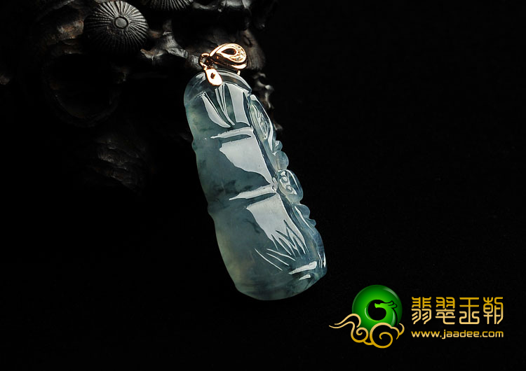 冰种飘花缅甸翡翠A货节节高胸坠
