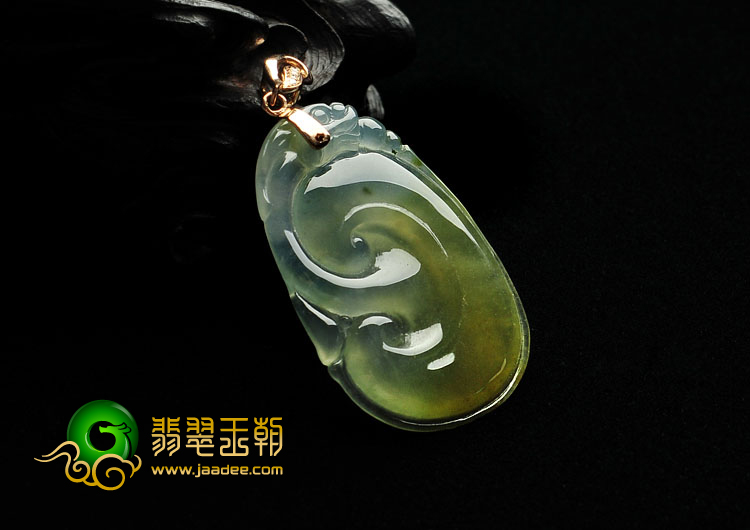 冰种褐黄翡缅甸翡翠A货如意胸坠