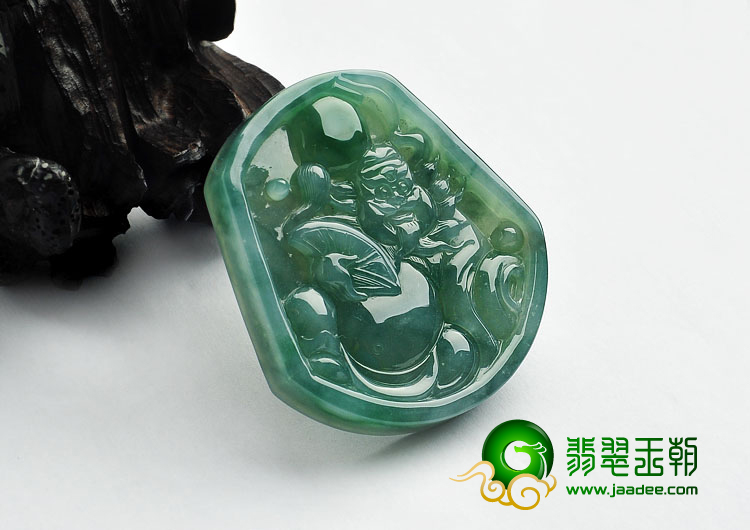 冰种蓝晴水缅甸翡翠A货钟馗挂件