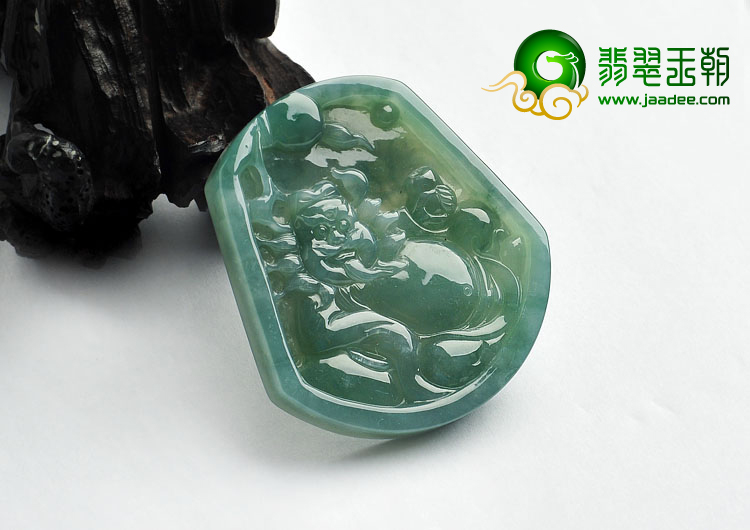 冰种蓝晴水缅甸翡翠A货钟馗挂件