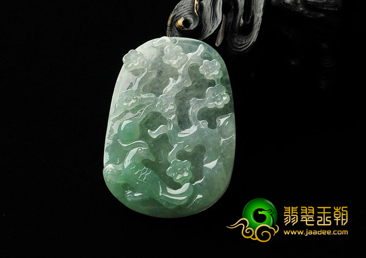 冰种晴水缅甸翡翠A货喜上眉梢挂件
