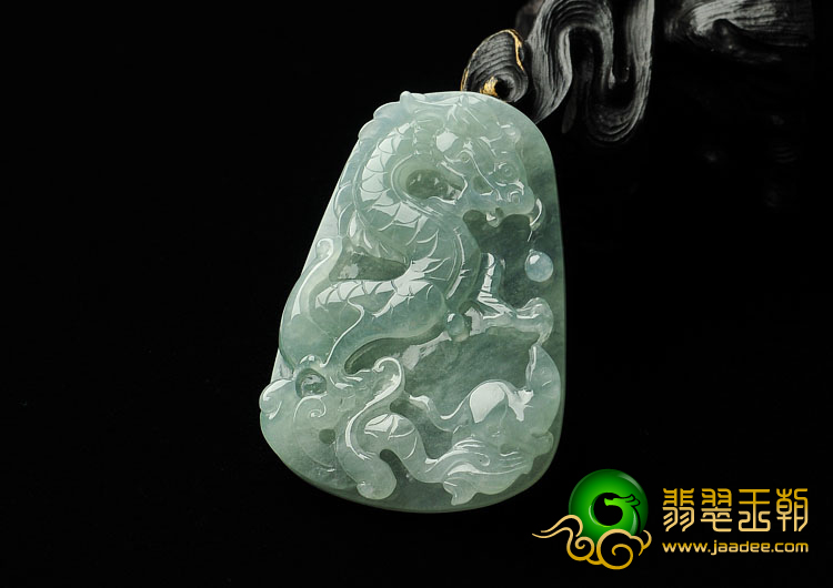 冰种晴水缅甸翡翠A货龙牌挂件