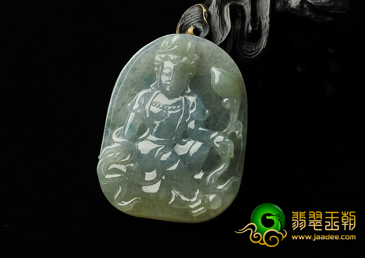 冰种黄翡飘花缅甸翡翠A货观音挂件